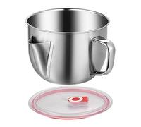 Kustimantu Separatore di grasso,Separatore di salsa | Separatore di grasso di salsa in acciaio inox con coperchio - Ciotola di grasso domestico per cucina, colino grasso per burro chiarificato,