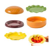 Kustimantu Set di e ciotole per hamburger, impilabili in ceramica, per feste e eventi, per famiglie, picnic, compleanno