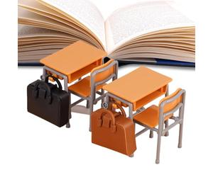 Kustimantu Set di mobili per gioco simbolico - Kit di decorazione per casa delle bambole, scrivanie, zaini e modellini scolastici per bambini e ragazze, giochi di ruolo nelle stanze dei bambini