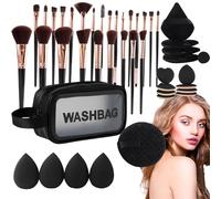 Kustimantu Set Di Pennelli Per Il Trucco | Quaranta Sette Pennelli Da Viaggio Per Il Trucco | Spugne Per Gli Occhi, Applicatori Di Fondotinta E Correttore, Houpette Per Polvere Per Le Donne