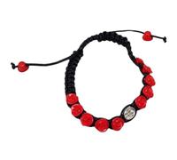 KUSTOM ART Braccialetto Religioso San Padre Pio Colore Nero e Rosso Elegante e Resistente BI5I