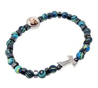 KUSTOM ART Braccialetto Religioso San Padre Pio con Croce e Grani in Ematite Mm6 800/TM 1037