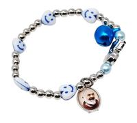 KUSTOM ART Braccialetto Religioso San Padre Pio con Cuori Smiles Colore Azzurro Elegante e Resistente 800/TM