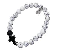 KUSTOM ART Braccialetto Religioso San Padre Pio e Croce Colore Bianco Elegante e Resistente 800/TM1026