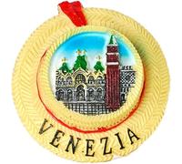 KUSTOM ART Calamita Magnete da frigorifero 3D di Resina Venezia Cappello Gondoliere Piazza S. Marco Campanile Souvenir Regalo Casa Cucina da Collezione Diametro 6.5 cm