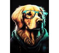 KUSTOM ART Poster Decorativo da Parete Serie Animali Aristocratici Cane Cocker con Occhiali Stampa Artistica su Carta Patinata 40x30 cm Senza Cornice