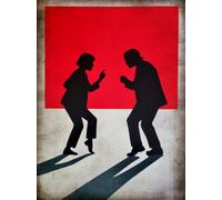 KUSTOM ART Poster Decorativo da Parete Serie Attori Celebri Uma Thurman e John Travolta Pulp Fiction Ballo Illustrazione Minimal Stampa su Carta Patinata 40x30cm Senza Cornice