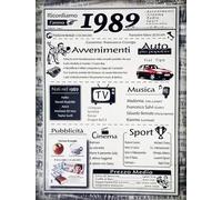 KUSTOM ART Poster Decorativo da Parete Serie Citazioni e Aforismi Avvenimenti Importanti e Informazioni Anno 1989 Stampa su Carta Patinata 40x30 cm Senza Cornice Idea Regalo Compleanno Anniversario