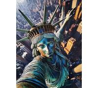KUSTOM ART Poster Decorativo da Parete Serie Paesaggi e Città New York Statua della Libertà Selfie Stampa su Carta Patinata 40x30cm Senza Cornice