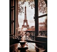KUSTOM ART Poster Decorativo da Parete Serie Paesaggi e Città Parigi Vista Torre Eiffel da Terrazza Stampa su Carta Patinata 40x30cm Senza Cornice