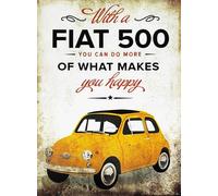 KUSTOM ART Poster Decorativo da Parete Serie Pubblicità Vintage F. 500 "You Can do More of What Makes You Happy Stampa Artistica su Carta Patinata 40x30 cm Senza Cornice