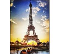 KUSTOM ART Quadro da Parete o da Tavolo Serie Paesaggi e Città Parigi Vista Torre Eiffel Stampa Artistica su Legno 30x21cm