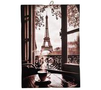 KUSTOM ART Quadro da Parete Sagomato Serie Paesaggi e Città Parigi Vista Torre Eiffel da Terrazza Stampa su Legno 25x18cm
