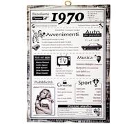 KUSTOM ART Quadro da Parete Serie Citazioni e Aforismi Avvenimenti Importanti e Informazioni Anno 1970 Stampa su Legno 25x18cm Idea Regalo Compleanno Anniversario