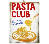 KUSTOM ART Quadro da Parete Serie Citazioni e Aforismi Pasta Club Spaghetti Stampa su Legno 25x18 cm.