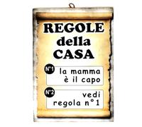 KUSTOM ART Quadro da Parete Serie Citazioni e Aforismi Regole della Casa Stampa su Legno 25x18 cm.