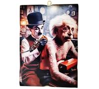 KUSTOM ART Quadro da Parete Serie Grandi Personaggi della Storia Albert Einstein Charlie Chaplin Tatuaggio su Schiena Stampa su Legno 25x18 cm