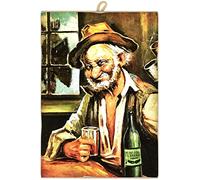 KUSTOM ART Quadro Quadretto Stile Vintage Il Bevitore di Teomondo Scrofalo da Collezione Stampa su Legno. Per Arredamento Ristorante Pizzeria Bar Hotel (Piccolo (17x24))