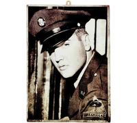 KUSTOM ART Quadro Quadretto Stile Vintage Serie Attori Famosi Elvis Presley Militare Stampa su Legno 18x25 cm.