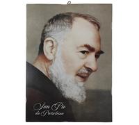 KUSTOM ART Quadro Quadretto Stile Vintage Serie Personaggi Celebri San Pio Stampa Su Legno 40x30 cm