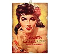 KUSTOM ART Quadro Quadretto Stile Vintage Serie Pubblicità d'Epoca (Rossetto Paglieri) Stampa su Legno 25x18 cm.