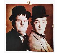 KUSTOM ART Quadro Quadretto Stile Vintage Stanlio & Ollio (Stan Laurel & Oliver Hardy) da Collezione Stampa su Legno