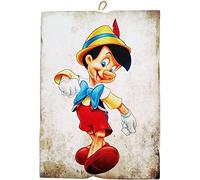 KUSTOM ART Quadro Sagomato Stile Vintage Pinocchio Stampa su Legno 10X15 cm