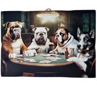 KUSTOM ART Quadro Serie Animali Aristocratici Cani al Tavolo da Poker Stampa su Legno 25x18cm