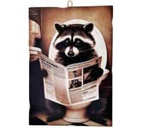 KUSTOM ART Quadro Serie Animali Arredo Toilette Procione su Water Stampa su Legno 25x18cm