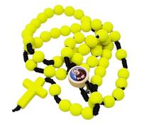 KUSTOM ART Rosario Corona San Padre Pio con Croce Colore Giallo Elegante e Resistente 1347