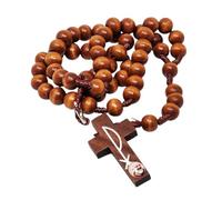KUSTOM ART Rosario Corona San Padre Pio con Croce Elegante e Resistente in Legno R2