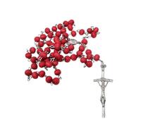 KUSTOM ART Rosario San Padre Pio con Croce Elegante e Resistente in Metallo Grani Perline Colore Rosso 0191 SC