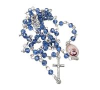 KUSTOM ART Rosario San Padre Pio con Grani Colore Azzurro Elegante e Resistente in Metallo 9101/1