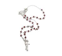 KUSTOM ART Rosario San Padre Pio con Grani Perline a Forma di Cuore Colore Rosso Elegante e Resistente in Metallo C3/5624