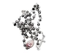 KUSTOM ART Rosario San Padre Pio con Grani Perline Colore Grigio Scuro Elegante e Resistente in Metallo 9101/1
