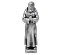 KUSTOM ART Santino Soprammobile Ornamentale Statua Religiosa San Padre Pio da Pietralcina in Metallo Colore Argento Altezza 17cm