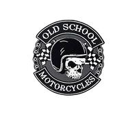 KUSTOM FACTORY Toppa a forma di teschio Old School Motorcycles con teschio, 11 x 11,20 cm
