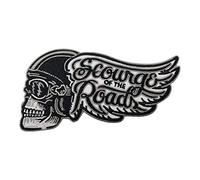 Kustom Factory - Toppa, motivo: teschio di motociclista con casco e ala