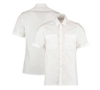 Kustom Kit Bianco Policotone Facile Ferro Manica Corta su Misura Pilot Camicia