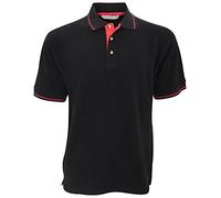 Kustom Kit - Polo 100% Cotone - Uomo (M) (Nero/Rosso Acceso)