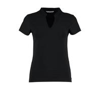 Kustom Kit - Women's corporate short-sleeved top v-neck mandarin collar (regular fit) - Black - Wom 8/10