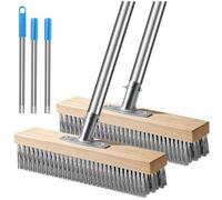 KutaKuta 2 Pezzi Scopa per Esterni Metallico con Manico, 120CM Spazzolone per Pavimenti, Può Rimuovere Erbacce, Muschio e Macchie Ostinate, Scopa per Esterni per Patio, Terrazza, Piscina, Trasversale