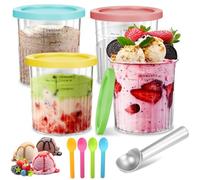 KutaKuta 4 Pezzi Contenitori per Gelato Ninja Creami, 480ML Contenitori Ninja Creamy Deluxe per Ninja Creami Serie NC300/NC301/CN305A/CN301CO/NC299, Senza BPA, Lavabili in Lavastoviglie con 4 Cucchiai
