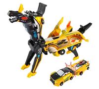 KutaKuta Gold Dragon Transformers Macchina Giocattoli - 2 Pezzi Auto Trasformabile Magnetica | Robot Giochi Bambini, Deformazione Automatica Delle Connessioni Magnetiche per Regali per Bambini Bambine