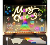 KutaKuta Lavagna a LED con penna a 7 colori, lavagna da disegno magica con luci a LED, lavagna a LED con colori, lavagna cancellabile a secco con supporto, lavagna da disegno in acrilico per casa e