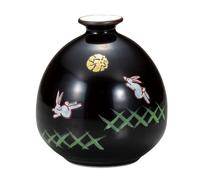 Kutani Yaki Articoli Ceramica Giapponese Vaso di Fiori Coniglio E Luna Usagi
