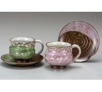 Kutani Yaki Oggetto Giapponese Caffè Coppa E Saucer Set Di 2Sakura Higashitakako