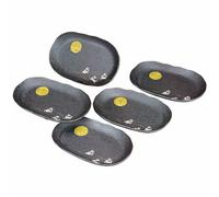 Kutani Yaki Oggetto Giapponese Ovale Piastra Piattino Set Di 5Moon Rabbit Tsuki