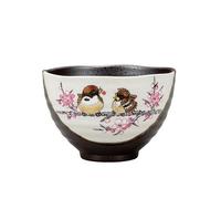 Kutani Yaki Oggetto Giapponese Rice Ciotola Ochazuke Chawan Sparrow Suzume