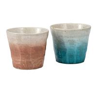 Kutani Yaki Oggetto Giapponese Shochu Wiskey Sake Coppa Set Yusai Azzurro Orange